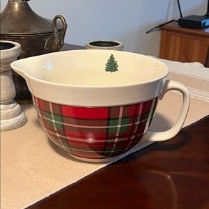 Red Plaid Mixingfront Bowl with Handle for Christmas